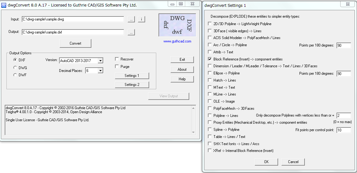 DWG converter DWG version converter autoCAD Converter -dwgConvert screenshot