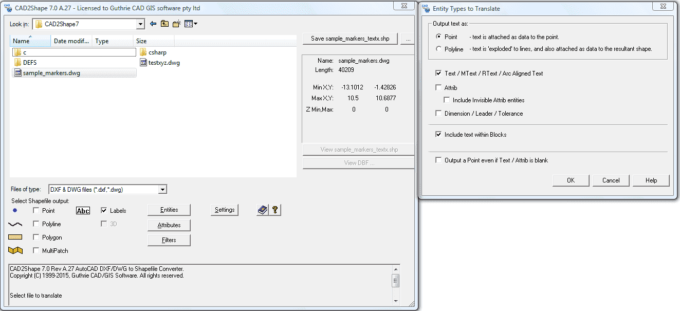 DWG to SHP converter, DXF to DWG converter