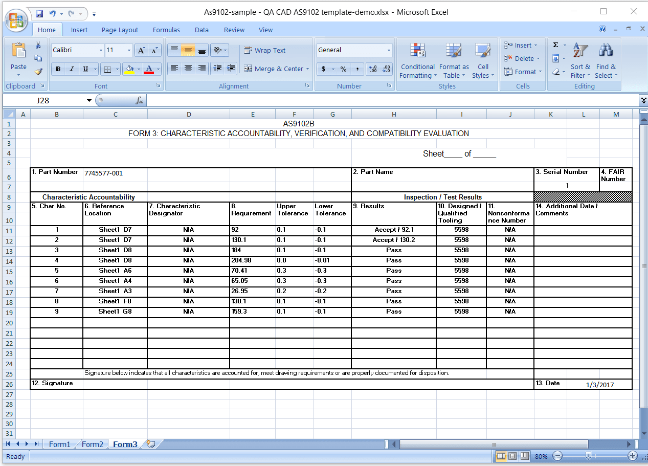 First Article Inspection Template